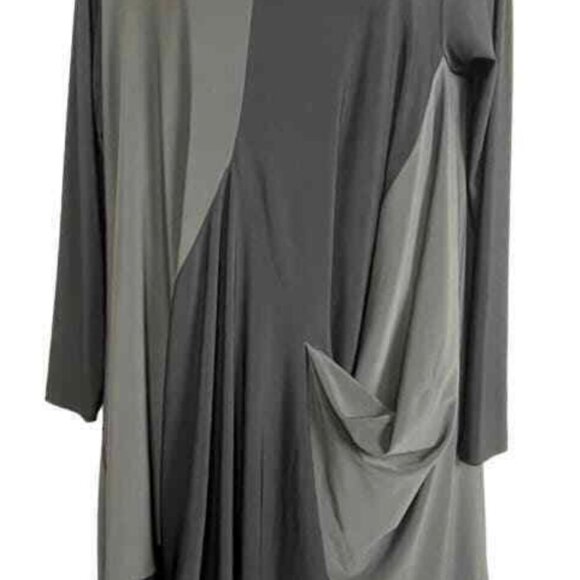 Sun Kim Colorblock Artsy Lagenlook Draped Tunic Dress, Elegant and Unique, Med. - Picture 8 of 9